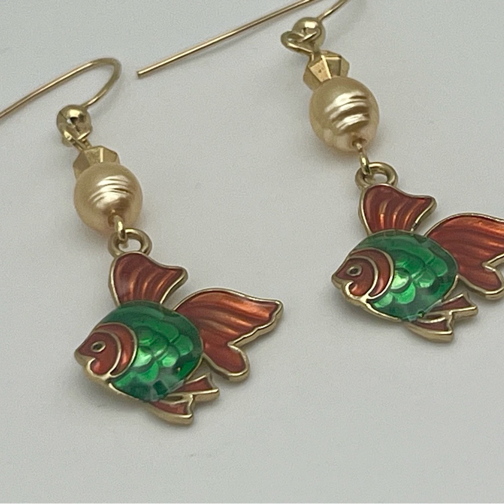 Fish Earrings - red and green